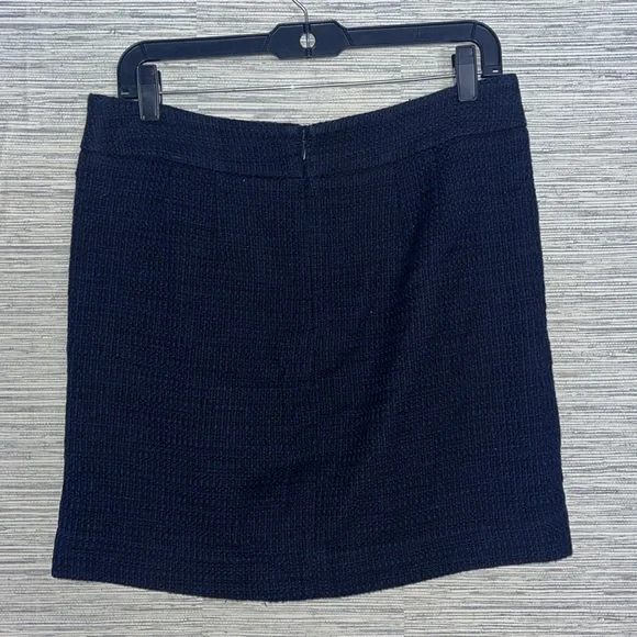 Loft Navy Blue Knitted Cotton Blend Lined Womens Mini Skirt Size 10 525 - Picture 5 of 6